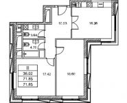 2-комнатная квартира площадью 70.11 кв.м, ул Архитектора Щусева, д. 23 | цена 16 132 311 руб. | www.metrprice.ru
