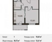 1-комнатная квартира площадью 38.7 кв.м, Центральная ул. | цена 3 899 104 руб. | www.metrprice.ru