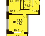 1-комнатная квартира площадью 48 кв.м, 1 Ударной Армии ул., 95 | цена 3 229 400 руб. | www.metrprice.ru