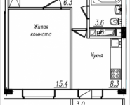 1-комнатная квартира площадью 34.4 кв.м, Просвещения, 8 | цена 2 752 000 руб. | www.metrprice.ru