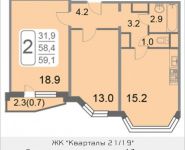 2-комнатная квартира площадью 59.1 кв.м, 2-й Грайвороновский проезд, 36 | цена 9 053 079 руб. | www.metrprice.ru