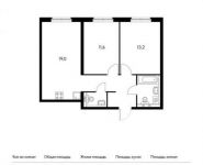 2-комнатная квартира площадью 57.6 кв.м, Ленинский проспект, 20 | цена 7 061 760 руб. | www.metrprice.ru