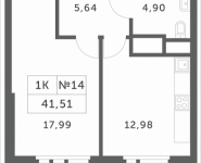 1-комнатная квартира площадью 41.51 кв.м, Мякининское шоссе, 1 | цена 3 623 823 руб. | www.metrprice.ru