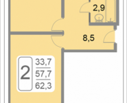 2-комнатная квартира площадью 62.3 кв.м, 2-й Грайвороновский проезд влд 38 к5, корп.5 | цена 9 491 405 руб. | www.metrprice.ru