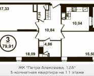 3-комнатная квартира площадью 79.91 кв.м, Петра Алексеева, 12а, корп.1 | цена 14 394 806 руб. | www.metrprice.ru