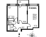 2-комнатная квартира площадью 50.9 кв.м, Северная улица, д.36 | цена 5 344 500 руб. | www.metrprice.ru