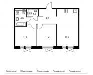 2-комнатная квартира площадью 60 кв.м,  | цена 5 340 000 руб. | www.metrprice.ru