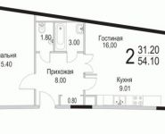 2-комнатная квартира площадью 54 кв.м, Барышевская Роща ул. | цена 4 760 800 руб. | www.metrprice.ru