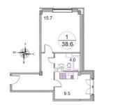 1-комнатная квартира площадью 38.6 кв.м, д. 5 | цена 2 431 800 руб. | www.metrprice.ru