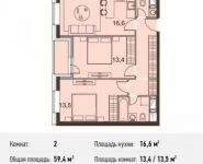 2-комнатная квартира площадью 62.4 кв.м, Каширское ш., 65 | цена 8 467 680 руб. | www.metrprice.ru