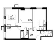 4-комнатная квартира площадью 79.9 кв.м, Мнёвники улица, д.5 | цена 12 480 380 руб. | www.metrprice.ru