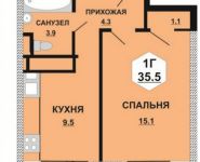 1-комнатная квартира площадью 36 кв.м, 8 Марта ул., К10 | цена 3 844 650 руб. | www.metrprice.ru