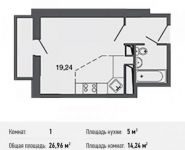 1-комнатная квартира площадью 27 кв.м,  | цена 2 116 360 руб. | www.metrprice.ru