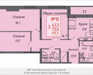 3-комнатная квартира площадью 77 кв.м, Ленинский пр-т, 16 | цена 6 668 379 руб. | www.metrprice.ru