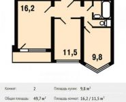 2-комнатная квартира площадью 49.7 кв.м, Вертолетчиков ул. | цена 5 492 000 руб. | www.metrprice.ru