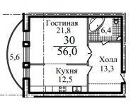 1-комнатная квартира площадью 56 кв.м, Береговая ул., 9 | цена 4 704 000 руб. | www.metrprice.ru