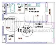 1-комнатная квартира площадью 55.2 кв.м, Кронштадтский бул., 49К1 | цена 10 197 000 руб. | www.metrprice.ru