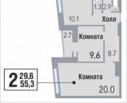 2-комнатная квартира площадью 55.3 кв.м, улица Саморы Машела, 5 | цена 7 520 800 руб. | www.metrprice.ru