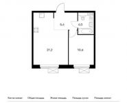 1-комнатная квартира площадью 41.2 кв.м,  | цена 7 741 480 руб. | www.metrprice.ru