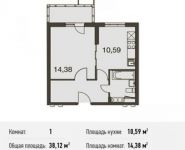 1-комнатная квартира площадью 38.1 кв.м, Родниковая ул. | цена 3 954 036 руб. | www.metrprice.ru