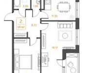 2-комнатная квартира площадью 54.41 кв.м, Феодосийская улица, 1с9 | цена 6 941 573 руб. | www.metrprice.ru