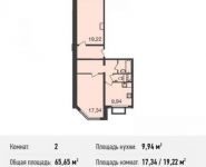 2-комнатная квартира площадью 64.3 кв.м в ЖК "Центр-2", Автозаводская ул., 105 | цена 4 211 650 руб. | www.metrprice.ru