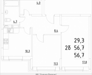 2-комнатная квартира площадью 56.7 кв.м, Строителей, корп.34 | цена 3 118 500 руб. | www.metrprice.ru