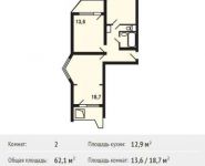 2-комнатная квартира площадью 62.1 кв.м, Недорубова ул, 25 | цена 5 862 400 руб. | www.metrprice.ru