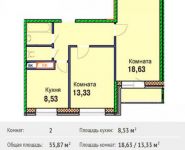 2-комнатная квартира площадью 55 кв.м в ЖК "Эко Квадрат", Щорса ул., 2 | цена 3 631 550 руб. | www.metrprice.ru