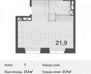 1-комнатная квартира площадью 31.5 кв.м, улица Северный Квартал, 19 | цена 2 142 000 руб. | www.metrprice.ru