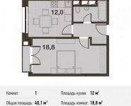 1-комнатная квартира площадью 40.1 кв.м, Заречная ул., 2/1 | цена 7 879 249 руб. | www.metrprice.ru