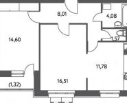 2-комнатная квартира площадью 57.9 кв.м, Федора Полетаева ул., 15 | цена 8 300 468 руб. | www.metrprice.ru