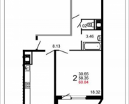 2-комнатная квартира площадью 60.1 кв.м, Шестая, 17 | цена 3 983 752 руб. | www.metrprice.ru