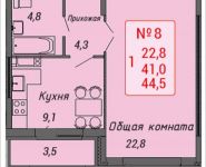 1-комнатная квартира площадью 44.5 кв.м, Загорьевская улица, 25 | цена 4 354 325 руб. | www.metrprice.ru