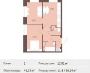 2-комнатная квартира площадью 45.02 кв.м,  | цена 4 186 860 руб. | www.metrprice.ru
