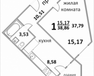 1-комнатная квартира площадью 39.48 кв.м, ул. Народная, 23 | цена 2 811 926 руб. | www.metrprice.ru