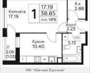 1-комнатная квартира площадью 38.85 кв.м, д.Столбово, уч.40/2, корп.4 | цена 3 565 847 руб. | www.metrprice.ru