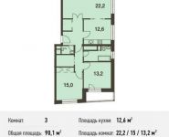 3-комнатная квартира площадью 90.1 кв.м, Волоколамское ш, 67 | цена 15 251 182 руб. | www.metrprice.ru