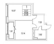 1-комнатная квартира площадью 41.9 кв.м, ул Архитектора Щусева, д. д. 2, корп. 3 | цена 11 502 388 руб. | www.metrprice.ru