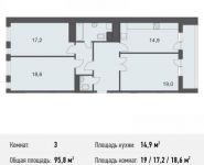 3-комнатная квартира площадью 95.8 кв.м, Нагатинский 1-й пр., 16С1 | цена 16 573 400 руб. | www.metrprice.ru