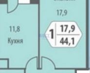 1-комнатная квартира площадью 42 кв.м, Триумфальная ул., 7 | цена 3 350 000 руб. | www.metrprice.ru