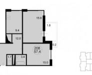2-комнатная квартира площадью 59 кв.м, Радио ул, 2306Б | цена 6 450 840 руб. | www.metrprice.ru
