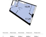 1-комнатная квартира площадью 39.05 кв.м, улица Академика Легостаева, 62 | цена 3 026 375 руб. | www.metrprice.ru