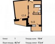 1-комнатная квартира площадью 40.7 кв.м, улица Барыкина, 4 | цена 2 647 540 руб. | www.metrprice.ru