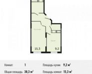 1-комнатная квартира площадью 38.3 кв.м, Северное ш., К9 | цена 2 052 880 руб. | www.metrprice.ru