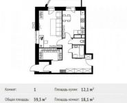 1-комнатная квартира площадью 59.3 кв.м, Стадионная улица, 4 | цена 6 417 369 руб. | www.metrprice.ru