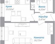 1-комнатная квартира площадью 33.4 кв.м, Внуковское ш., 1 | цена 3 504 000 руб. | www.metrprice.ru