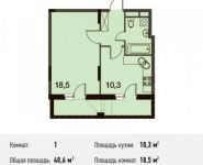 1-комнатная квартира площадью 40.6 кв.м,  | цена 3 961 748 руб. | www.metrprice.ru