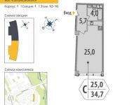 1-комнатная квартира площадью 45.1 кв.м в ЖК "SHIROKAYA",  | цена 5 069 240 руб. | www.metrprice.ru