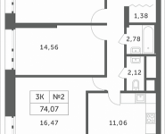 3-комнатная квартира площадью 74.07 кв.м, Мякининское шоссе | цена 6 429 276 руб. | www.metrprice.ru